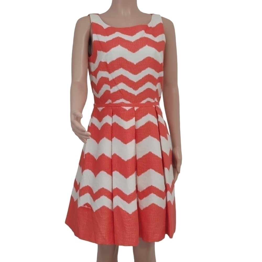 JUST Taylor Nordstrom Zig Zag Fit & Flare Dress Size 10